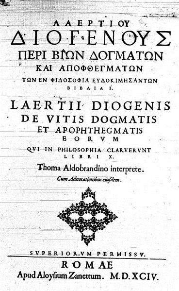 Diogenes Laertius: biyografi, eser, tırnak işaretleri